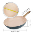 Padella colorata da 20/24/28 cm con manico in legno, padella antiaderente, padelle per frittata per pancake per tutti i fornelli, pentole da cucina per la casa