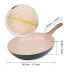 Padella colorata da 20/24/28 cm con manico in legno, padella antiaderente, padelle per frittata per pancake per tutti i fornelli, pentole da cucina per la casa