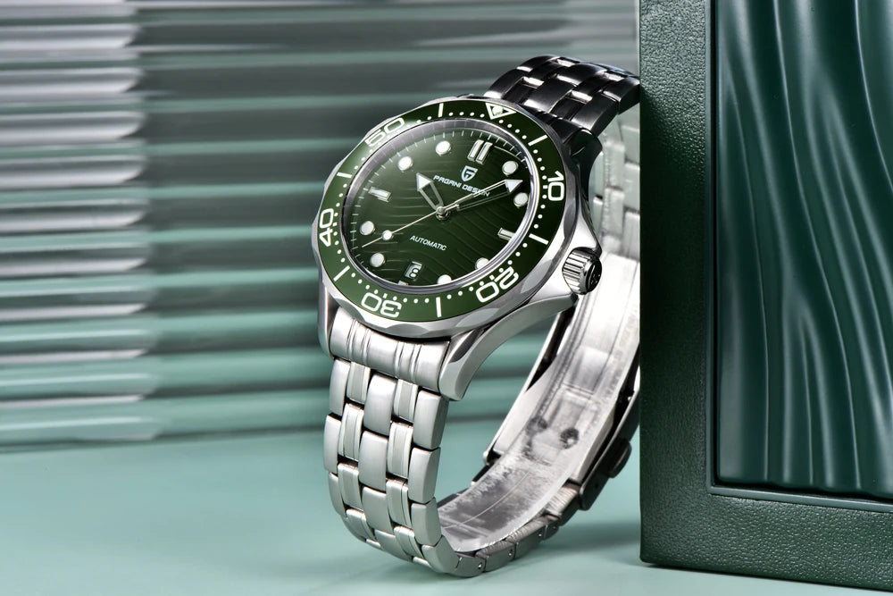 PAGANI DESIGN Orologio subacqueo automatico verde da uomo MIYOTA 8215