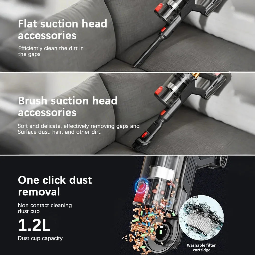 Blossom V18 Kabelloser Staubsauger 550W 45KPA Leistungsstark mit LED-Display Anti-Verfilzungsbürste Abnehmbarer Akku 1,5L für Tierhaare Hartböden Teppiche Zuhause Auto
