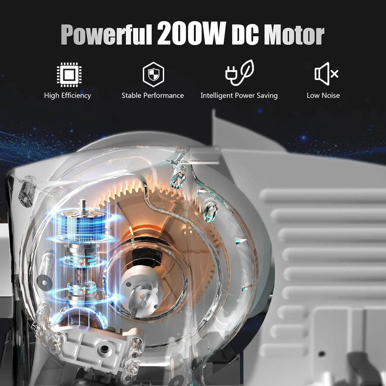 Affettatrice per Carne con Motore DC Silenzioso, Affettatrice Elettrica da 200W, Doppie Lame in Acciaio Inox da 7,5'', Spessore Regolabile 0-15mm