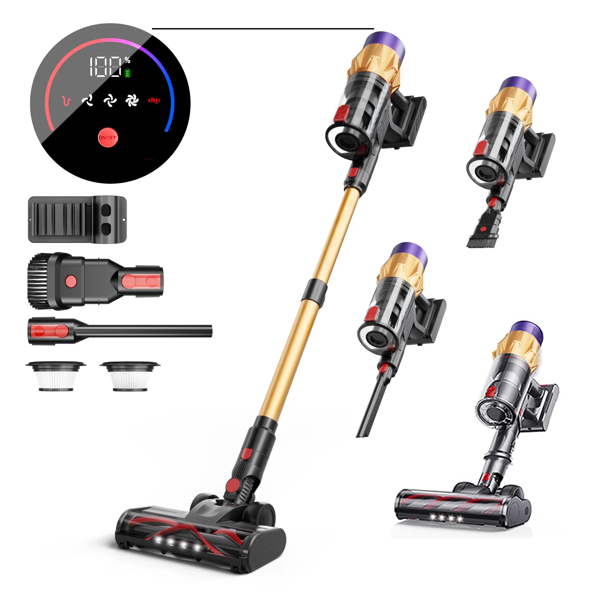 Blossom V18 Kabelloser Staubsauger 550W 45KPA Leistungsstark mit LED-Display Anti-Verfilzungsbürste Abnehmbarer Akku 1,5L für Tierhaare Hartböden Teppiche Zuhause Auto