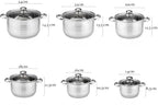 Klönberg Topfset | 12-teiliges Induktions-Kochgeschirr-Set | Edelstahl | Deckel aus gehärtetem Glas | Komfortable Griffe | Verschiedene Größen | Kratzfest | Verarbeitung aus Al