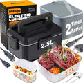 Elektrische Lunchbox 80 W 2,5 L, tragbare, herausnehmbare Edelstahl-Lunchbox für Auto/LKW/Büro mit Thermotasche (2,5 L Schwarz)