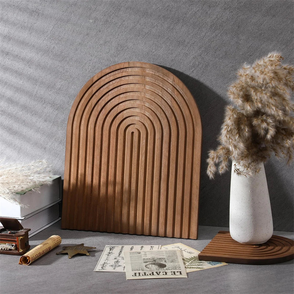 Geschwungenes Schneidebrett aus Holz, dekoratives Schneidebrett im Boho-Stil, Heimdekoration für Küche, Esszimmer, Wohnzimmer