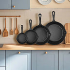 1 set di 4 padelle in ghisa, 14/16/20/26 cm, padella in ghisa non rivestita per friggere e cucinare con uniforme conservazione del calore, padella in ghisa antiaderente resistente per barbecue, frittura, grigliate, brasatura,