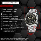 PAGANI DESIGN Moon ST6 Orologio da Uomo al Quarzo con Cronografo, Cassa in Acciaio Inossidabile, Vetro Zaffiro, Modello PD1701
