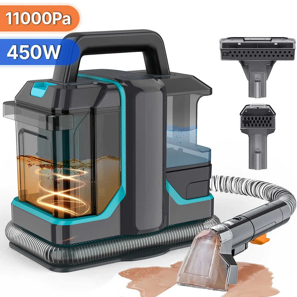 750W Fleckenreiniger 11/15KPa Tragbarer Teppichreiniger für Sofa-Zelt Sprühsauger Integriertes Haushaltsreinigungsgerät