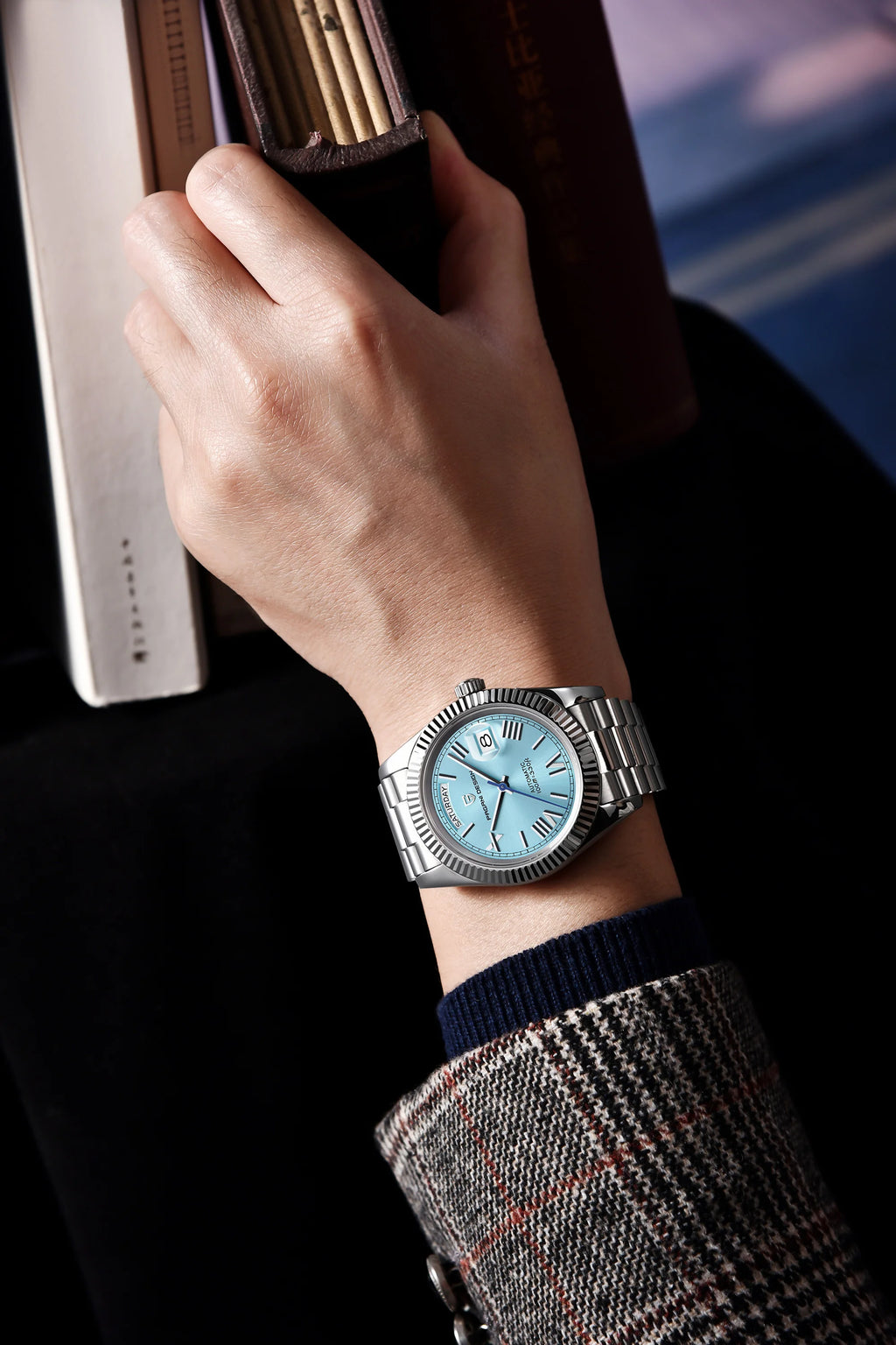 PAGANI DESIGN Orologio Meccanico Automatico Uomo Ice Blue Acciaio Inossidabile Vetro Zaffiro