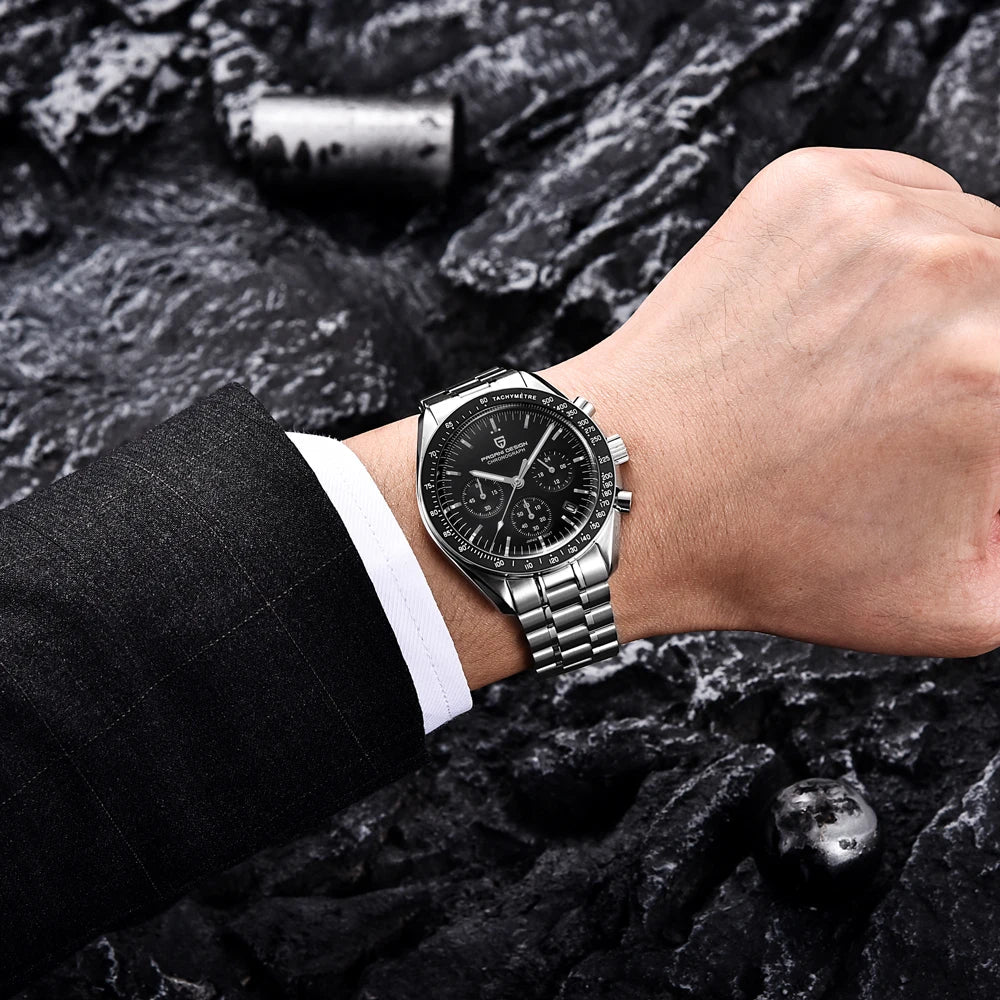 PAGANI DESIGN Orologio al Quarzo da Uomo PD1701 con Fasi Lunari e Cronografo