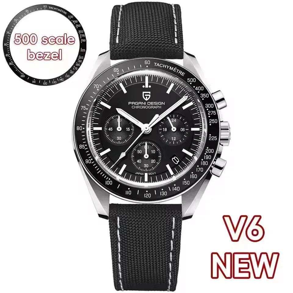 PAGANI DESIGN Orologio da Polso al Quarzo con Vetro Zaffiro, Cronografo Sportivo Impermeabile 10 Bar, Acciaio Inossidabile 316L