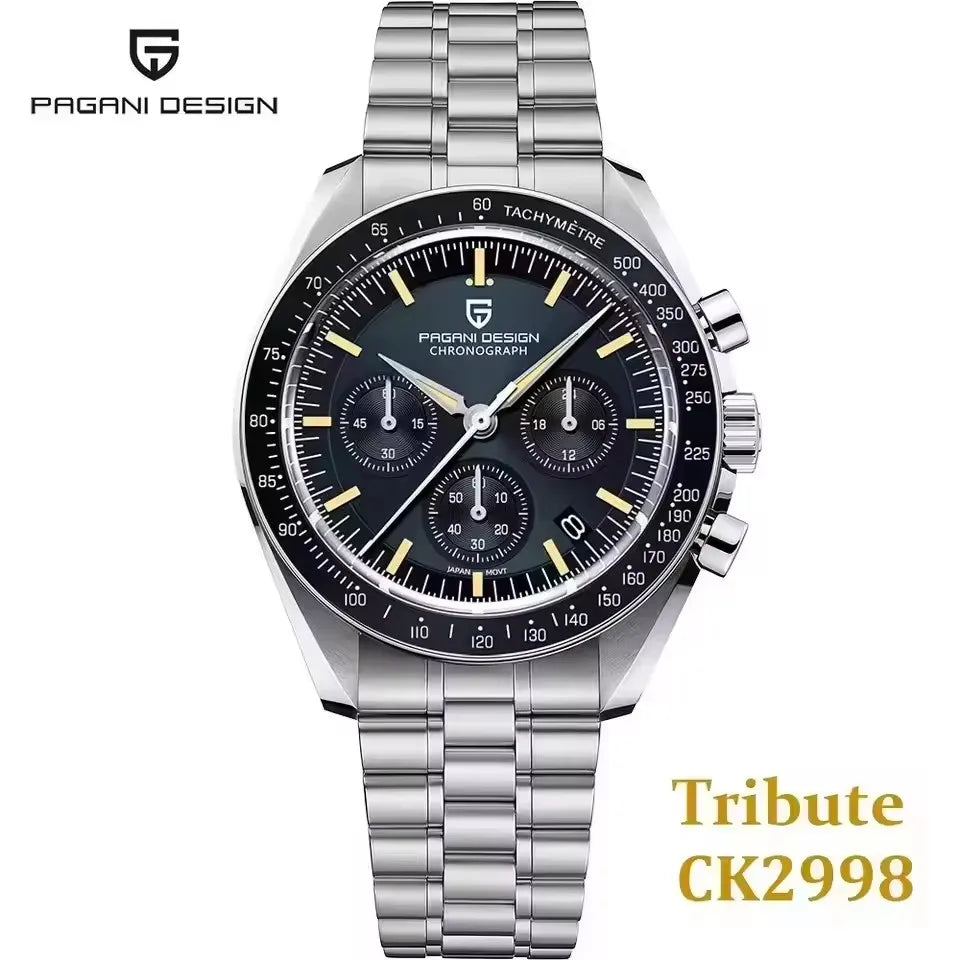 PAGANI DESIGN Orologio da Polso al Quarzo con Vetro Zaffiro, Cronografo Sportivo Impermeabile 10 Bar, Acciaio Inossidabile 316L