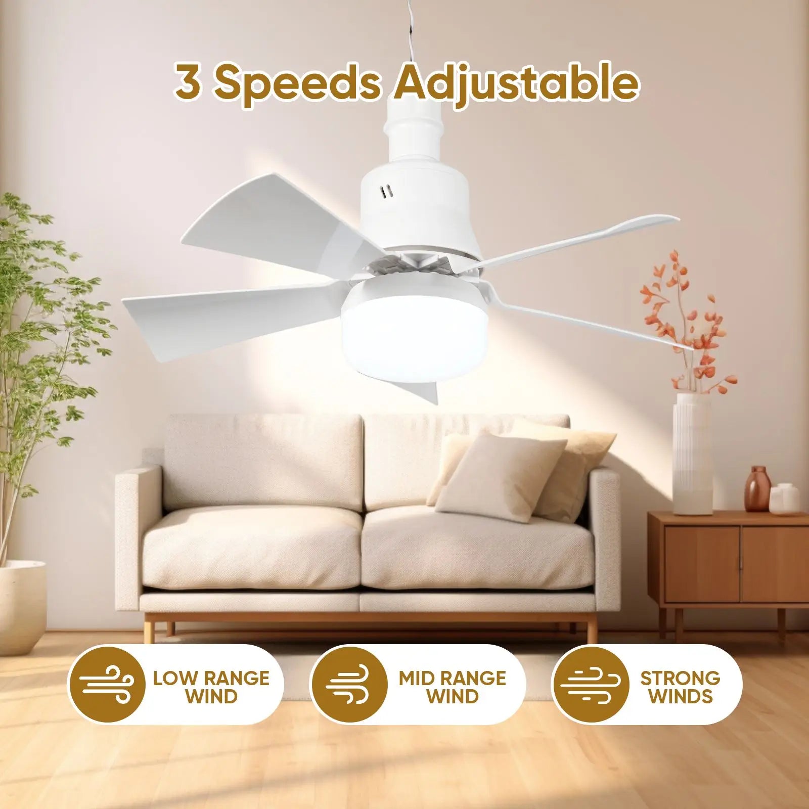 Ventilatore da soffitto piccolo con ricarica USB, ventilatore da campeggio, dormitorio per studenti, tenda portatile da esterno, batteria al litio, durata della batteria ultra lunga