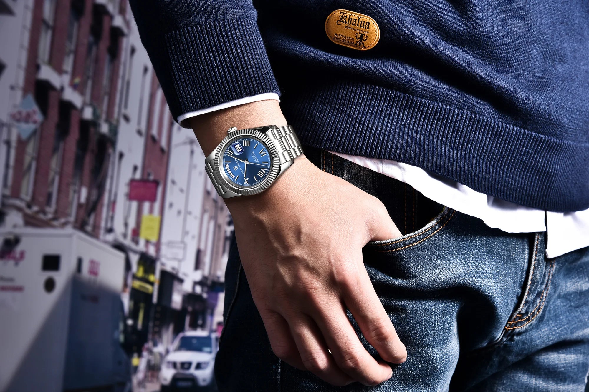 PAGANI DESIGN Orologio Meccanico Automatico Uomo Ice Blue Acciaio Inossidabile Vetro Zaffiro