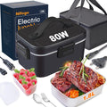 Elektrische Brotdose 80 W 1,8 L Tragbare abnehmbare Edelstahl-Brotdose 12 V/24 V/230 V Auto/LKW/Büro mit Wärmetasche