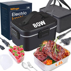 Elektrische Brotdose 80W 1,8L, tragbare, herausnehmbare Edelstahl-Brotdose 12V/24V/230V Auto/LKW/Büro mit Isoliertasche