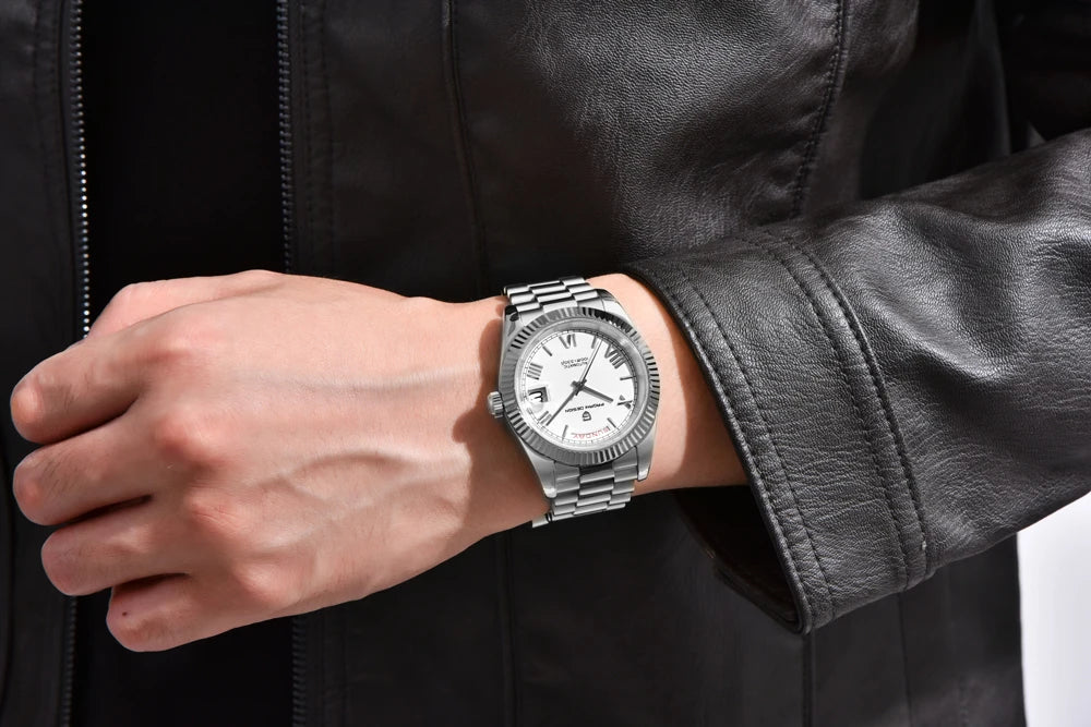PAGANI DESIGN Orologio Meccanico Automatico Uomo Ice Blue Acciaio Inossidabile Vetro Zaffiro