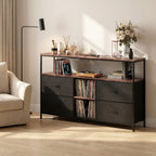Anajqaqia Moderner TV-Ständer mit 4 Schubladen, Aufbewahrungsschrank mit LED-Beleuchtung, Metallrahmen, geeignet für Wohnzimmer und Schlafzimmer, 137 x 30 x 78 cm