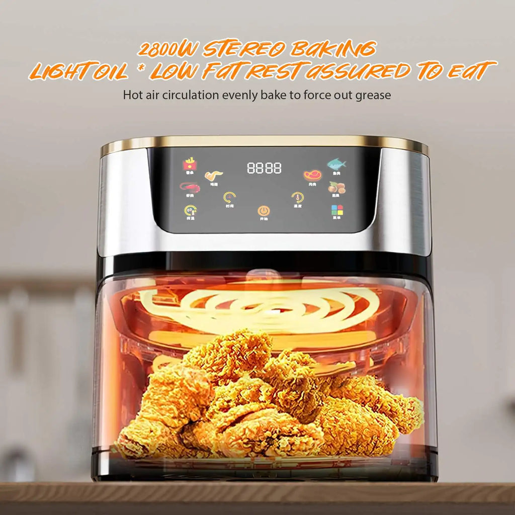 Friggitrice ad Aria 2800W 12L in Acciaio Inossidabile con Touchscreen