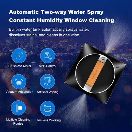Liectroux HCR-10 Robot Lavavetri Ultrasottile con Spruzzo d'Acqua a Ultrasuoni, Robot Aspirapolvere per Finestre, Tergivetro Domestico, Pulizia a Secco e Umida, Percorso AI