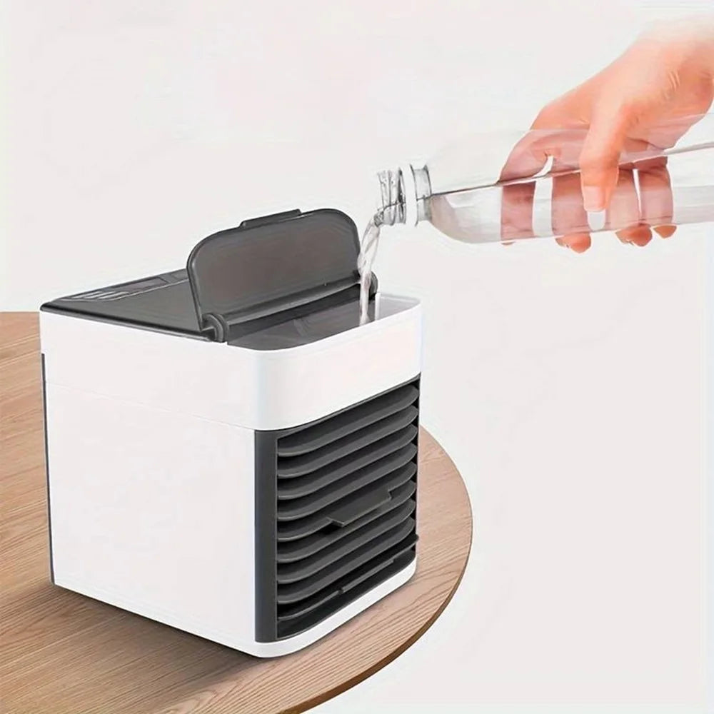 Mini tragbare Klimaanlage, Wasserkühler, erfrischt, befeuchtet und reinigt, drei Geschwindigkeiten und LED-Licht