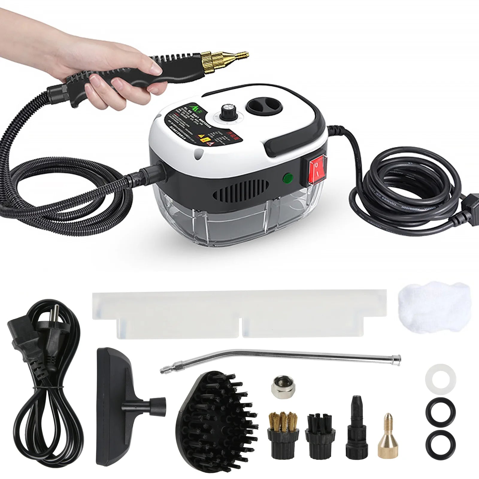 2500W Dampfreiniger, Dampfgerät für Haus und Auto, Tragbarer Dampfreiniger mit 3 einstellbaren Dampfstufen und Zubehör