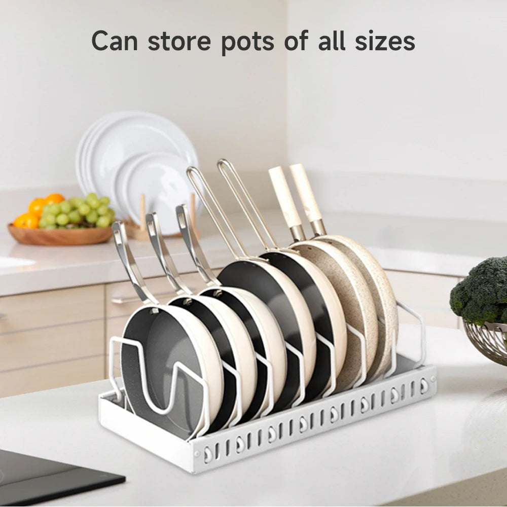Organizzatore per Pentole e Padelle, Porta Coperchi Scorrevole, Porta Spezie da Cucina, Organizzatore per Stoviglie, Scolapiatti Multifunzionale Estraibile