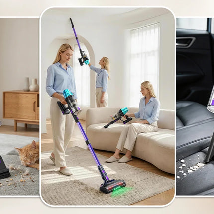 Cordless Vacuum Cleaner Blossom V20, 600W Brushless Motor, 55KPA Strong Suction, 3-Speed Adjustment, Full Touch Screen, 1.8L Large Dustbin, 8-Cell Battery, 60 Minutes Run Time, Brush for