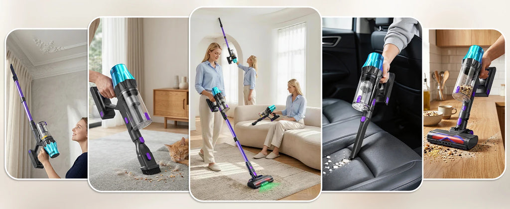 Blossom V20 Akku-Staubsauger, bürstenloser 600W Motor, 55KPA starke Saugkraft, 3-Gang-Einstellung, Voll-Touchscreen, 1,8L großer Staubbehälter, 8-Zellen-Akku, 60 Minuten Laufzeit, Bürste für