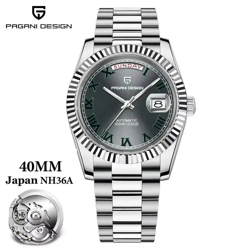 PAGANI DESIGN Nuovo Orologio da Uomo 40mm con Calendario Settimanale, Acciaio Inossidabile, Impermeabile 100M, Vetro Zaffiro AR, Movimento Giapponese di Lusso