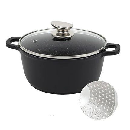 Set di 23 pezzi antiaderente con coperchi in vetro, fondo in pietra a induzione, batteria di pentole e padelle con manici rimovibili
