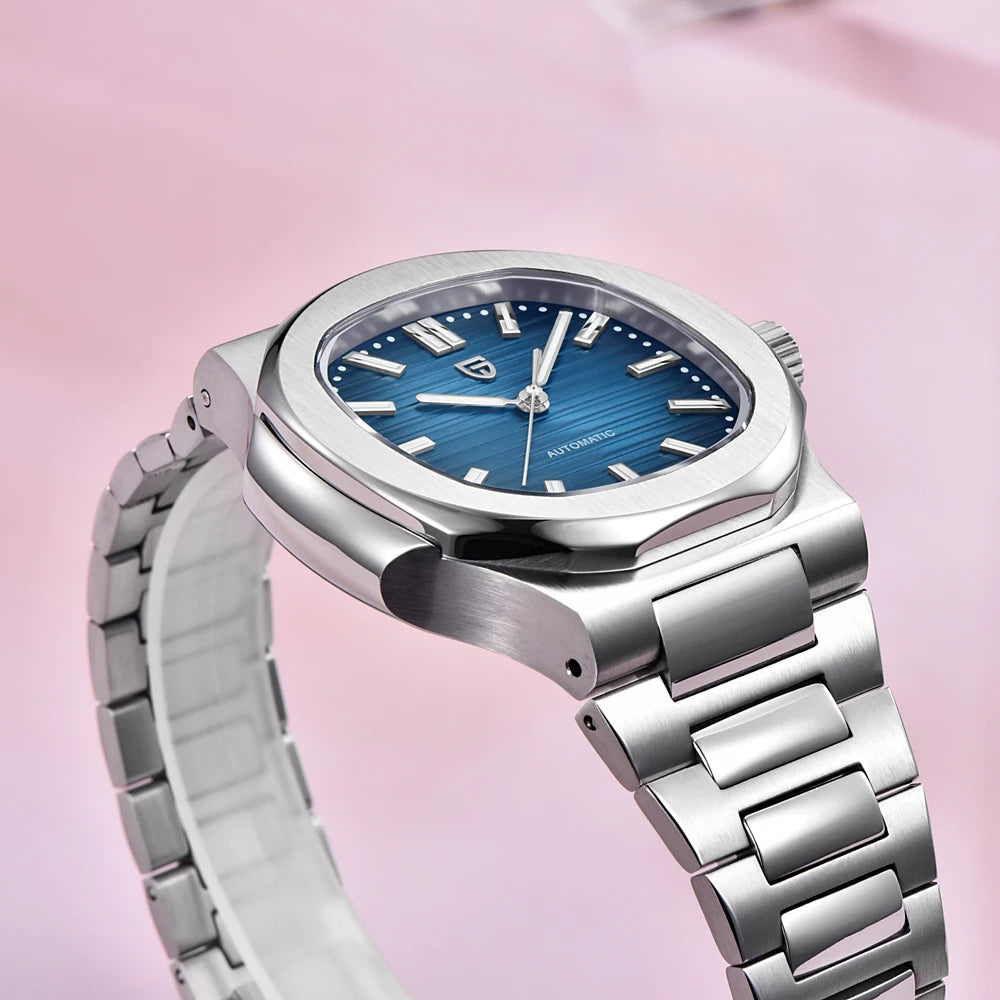 Nuovo Orologio Meccanico Automatico di Lusso Pugani da Uomo con Vetro Zaffiro Antiriflesso e Lancette Luminose, Orologio Sportivo da Uomo, Consegna Locale