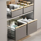 Ausziehbarer Organizer mit Holzgriff, Push-Pull-Auszugskorb für Schrank, klappbarer Schubladenauszug, Abtropfgestell für Küchenspüle/Badezimmer
