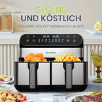 Friggitrice ad Aria Calda a Doppio Cestello 10 L 2400 W, Controllo Touch LED, Leawin