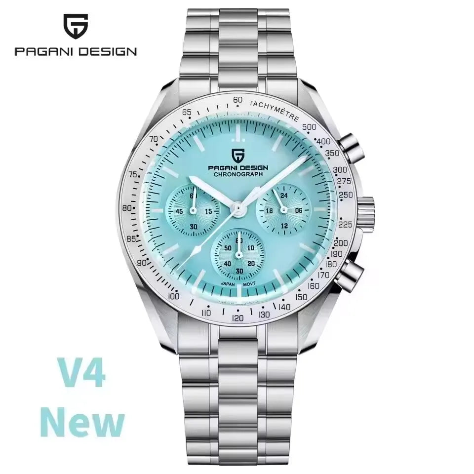 PAGANI DESIGN Orologio da Polso al Quarzo con Vetro Zaffiro, Cronografo Sportivo Impermeabile 10 Bar, Acciaio Inossidabile 316L