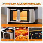 Friggitrice ad Aria 2800W 12L in Acciaio Inossidabile con Touchscreen