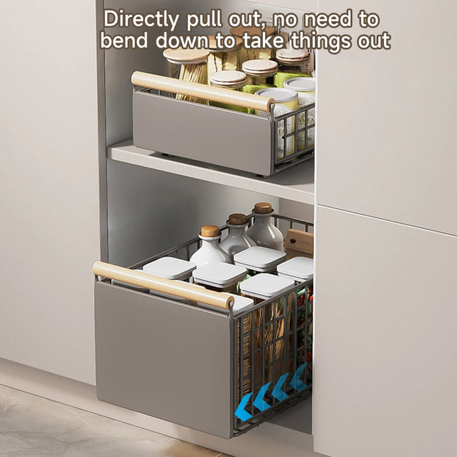 Pull-Out Cabinet Organizer, Storage Basket, Scalable Cabinet Shelf, Drawer Organizer, for Cabinets, Kitchens, Dining Rooms