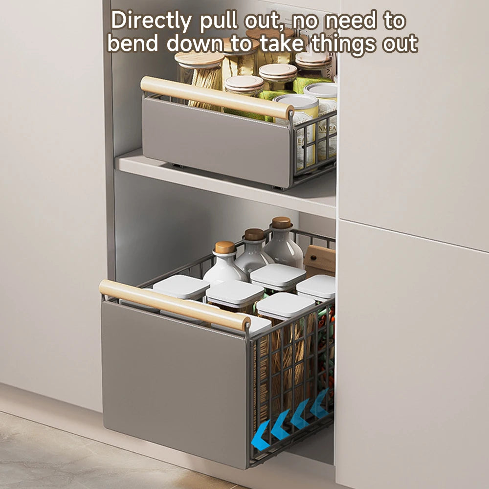Scaffale portaoggetti con cassetto estraibile, cestino portaoggetti, scaffale per armadio scalabile, organizer per cassetti, per armadi, cucine, sala da pranzo