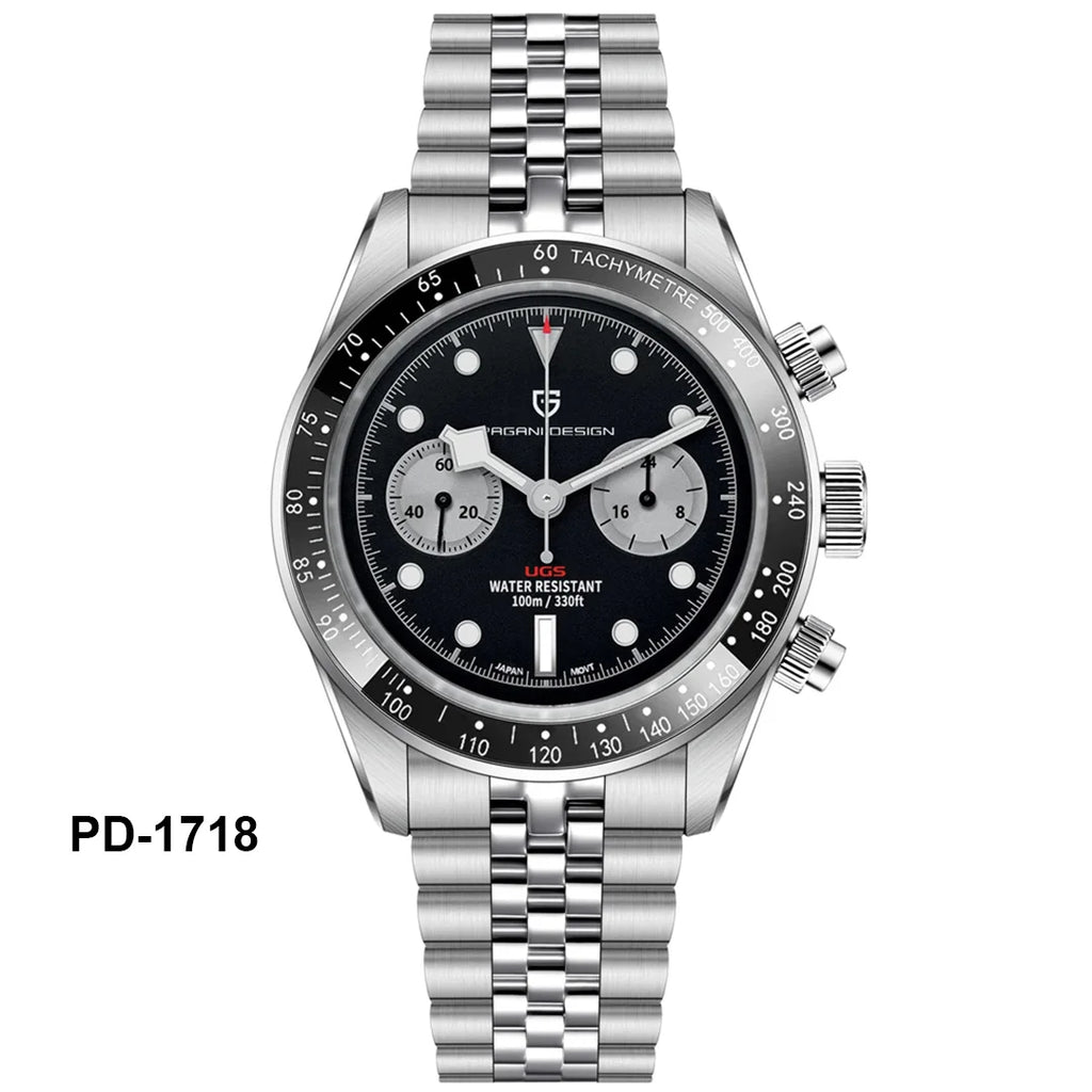 PAGANI DESIGN Orologio da polso al quarzo cronografo uomo, modello Panda, vetro zaffiro, impermeabile 10 bar