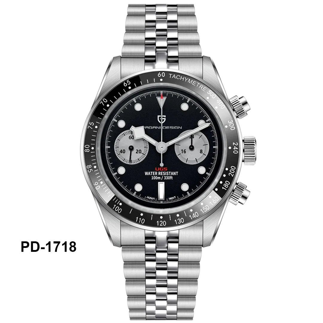 PAGANI DESIGN Orologio da polso al quarzo cronografo uomo, modello Panda, vetro zaffiro, impermeabile 10 bar