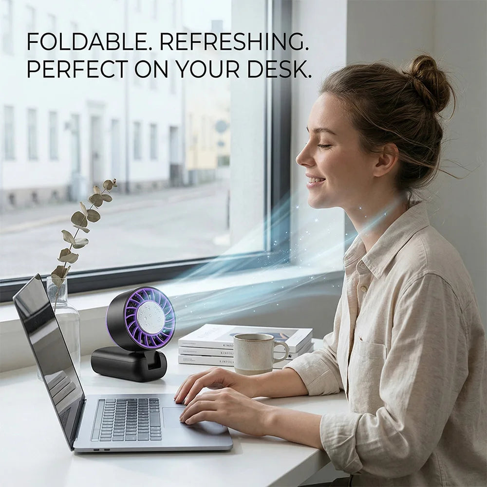 Mini ventilatore portatile palmare pieghevole LIPETY con raffreddamento a ghiaccio, 120 velocità, USB ricaricabile con schermo display