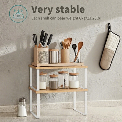 2 pezzi organizer per armadio, scaffale per spezie, scaffale multiuso impilabile, scaffale per condimenti di grande capacità, dispensa, armadio cosmetico