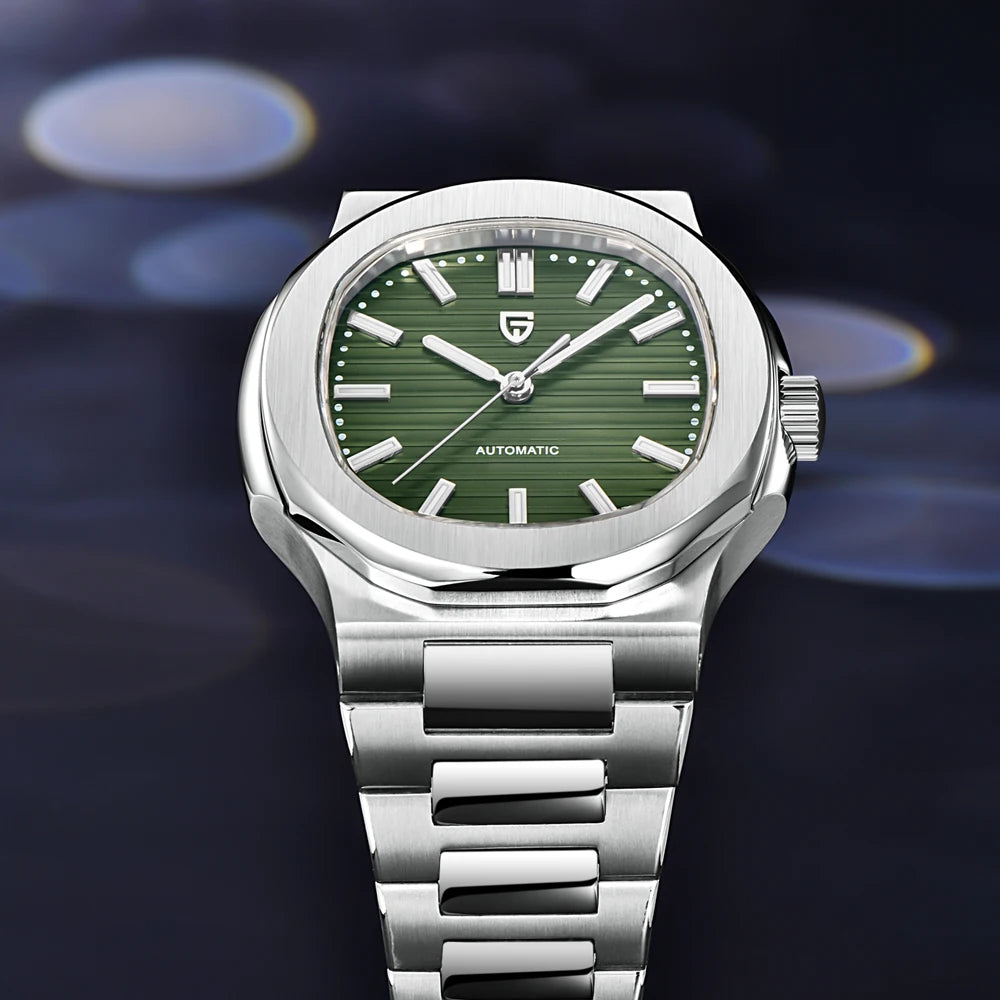 Nuovo Orologio Meccanico Automatico di Lusso Pugani da Uomo con Vetro Zaffiro Antiriflesso e Lancette Luminose, Orologio Sportivo da Uomo, Consegna Locale