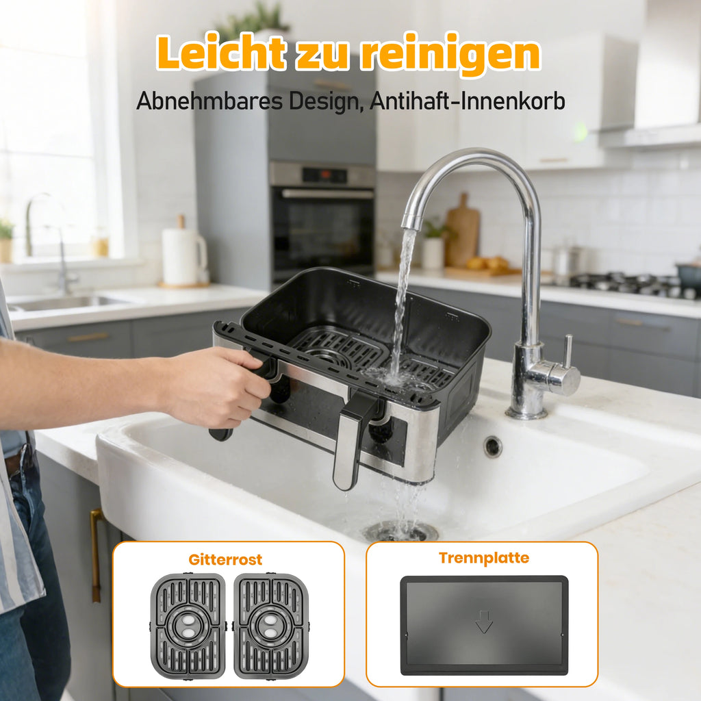 Friggitrice ad Aria 8.5L 2000W con Doppio Cestello e Touchscreen LED