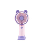 Ventilatore da scrivania mini con orecchie da orsetto, supporto per cellulare integrato, ricarica USB, silenzioso. ideale per scrivania e per guardare serie TV/film.