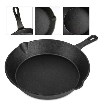 Set of 4 Uncoated Cast Iron Skillets with Single Handle, 14/16/20/26CM, for Home Kitchen and Outdoor Camping