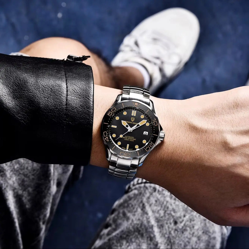 Orologi da uomo PAGANI DESIGN, orologio meccanico automatico di lusso, orologio da uomo resistente all'acqua, vetro zaffiro AR, orologio leggero, spedizione locale UE