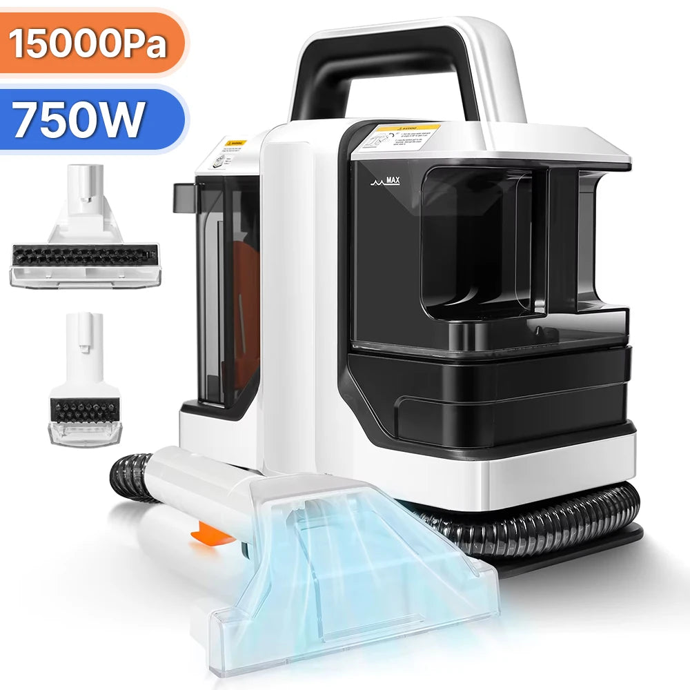 750W Fleckenreiniger 11/15KPa Tragbarer Teppichreiniger für Sofa-Zelt Sprühsauger Integriertes Haushaltsreinigungsgerät