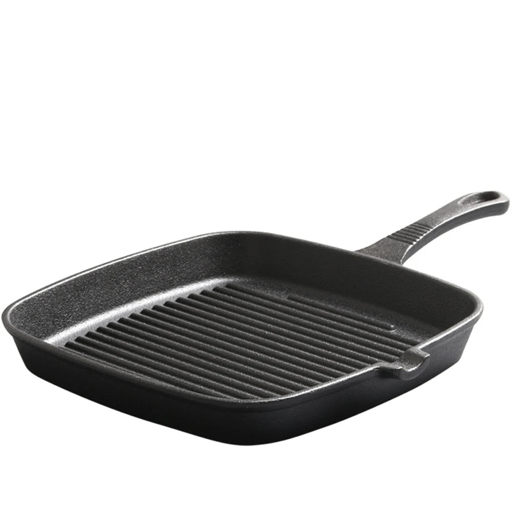Set di 4 padelle in ghisa antiaderenti pre-stagionate per cucinare, con guanti, e pentola quadrata per bistecche ﻿ ﻿ ﻿ ﻿ ﻿