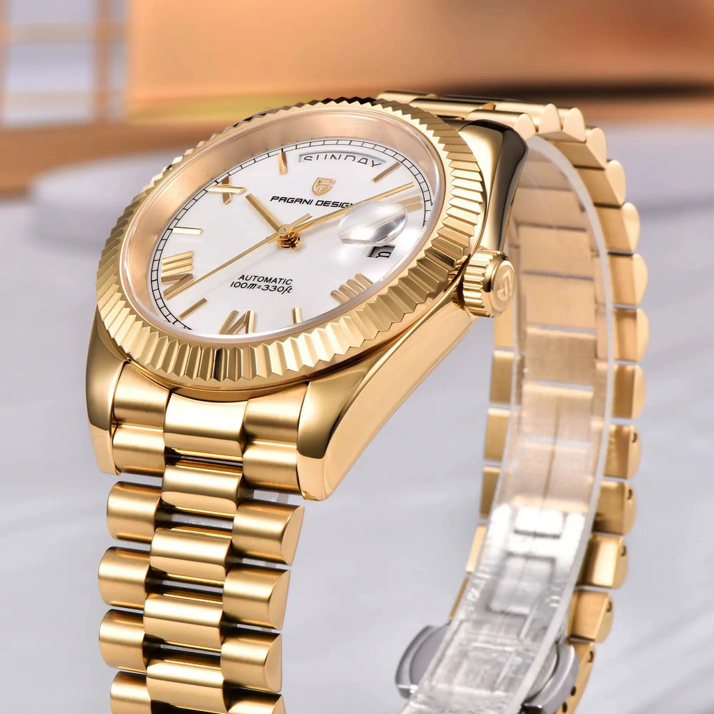 Orologi da uomo PAGANI DESIGN DD36 Gold, orologio automatico di lusso da uomo, vetro zaffiro AR, orologio da polso meccanico, consegna dal magazzino UE.